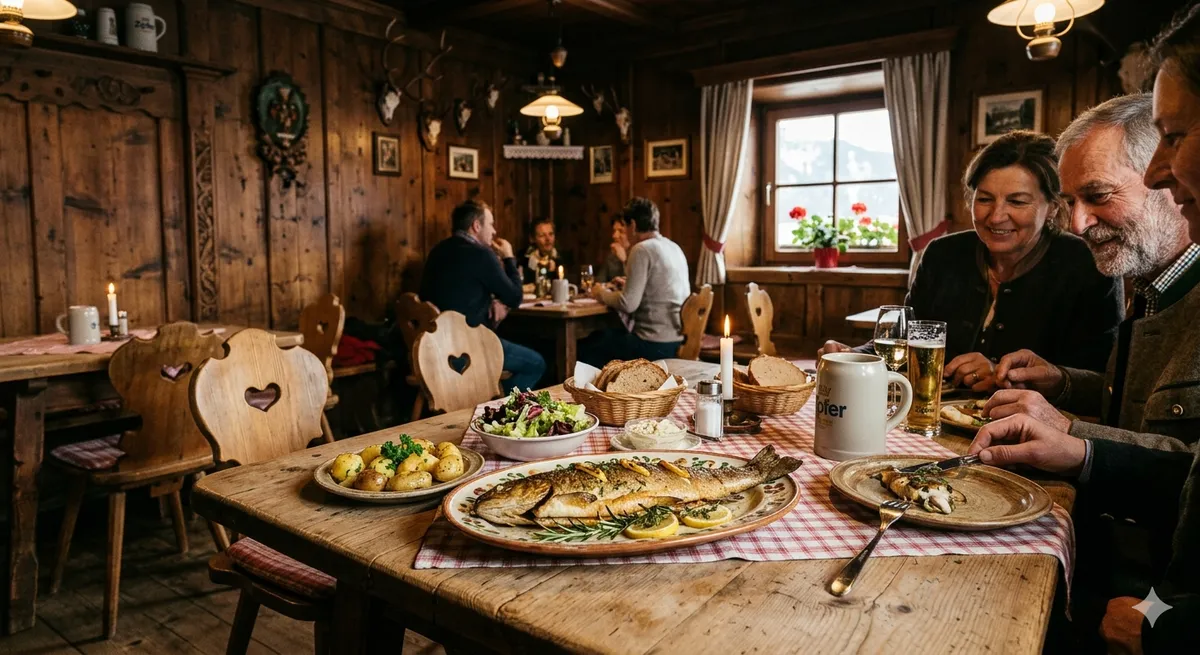 Gäste beim Essen in einer Gaststube